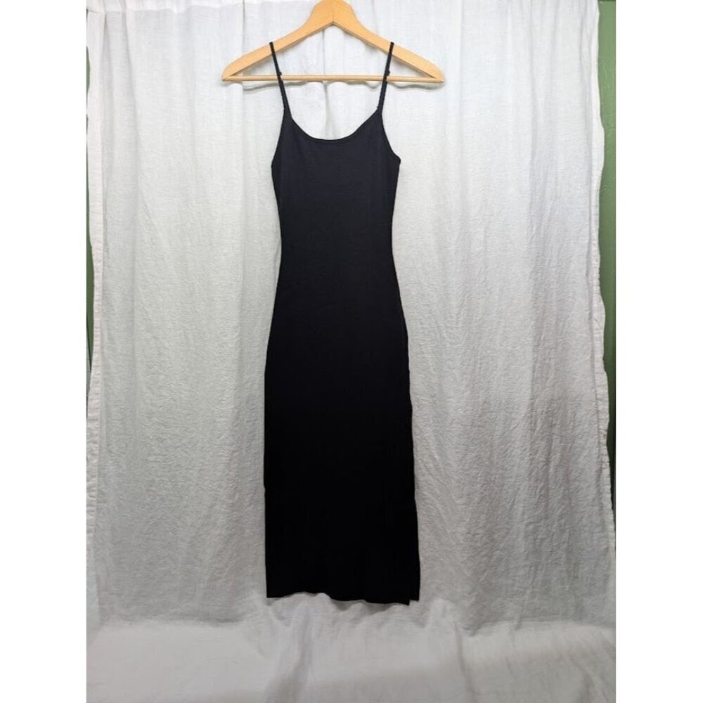 Hera Collection Women's Black Body-Con Midi Dress Sz Medium Adjustable Straps F6